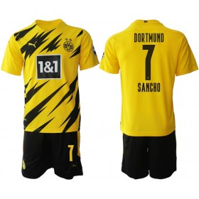 Maillot de Foot BV 09 Borussia Dortmund Jadon Sancho 7 Enfant Domicile 2020-2021